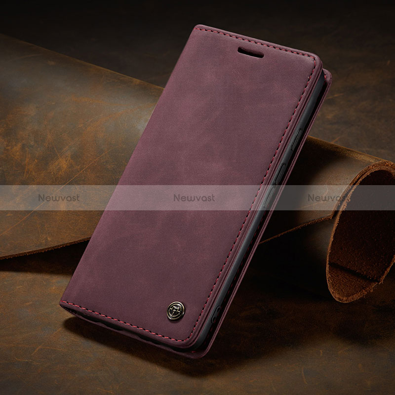 Leather Case Stands Flip Cover Holder C02S for Google Pixel 7 Pro 5G Red Wine