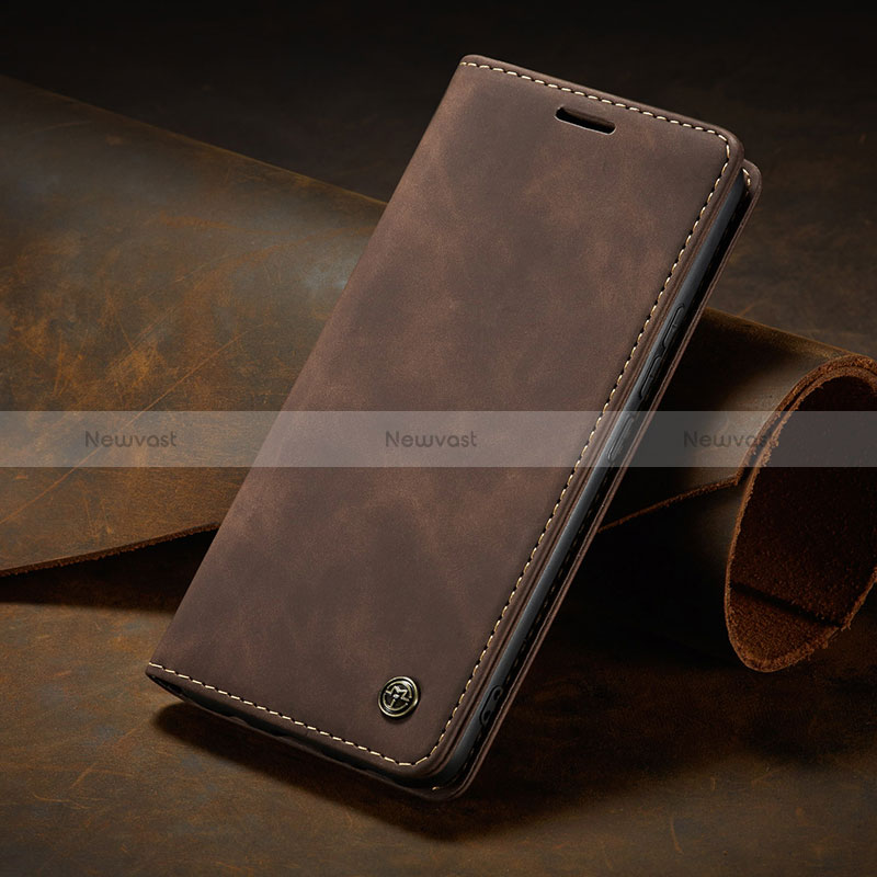 Leather Case Stands Flip Cover Holder C02S for Huawei Honor 80 5G Brown