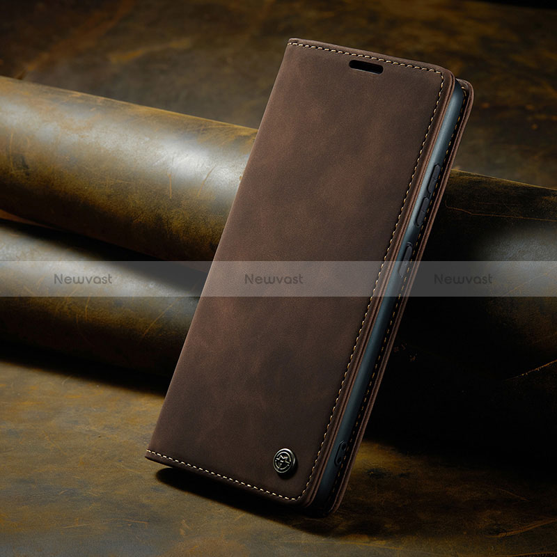 Leather Case Stands Flip Cover Holder C02S for Huawei Mate 60 Pro+ Plus Brown