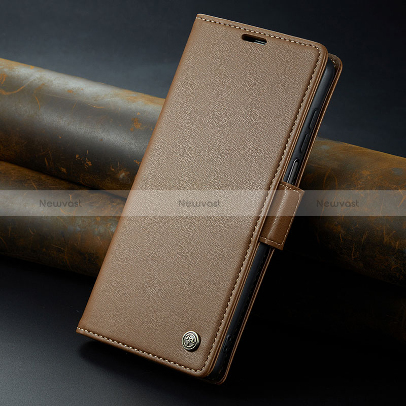 Leather Case Stands Flip Cover Holder C02S for Motorola Moto G Stylus (2023) 4G Brown