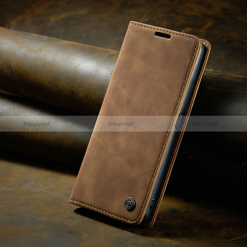 Leather Case Stands Flip Cover Holder C02S for Oppo Find X6 Pro 5G Light Brown