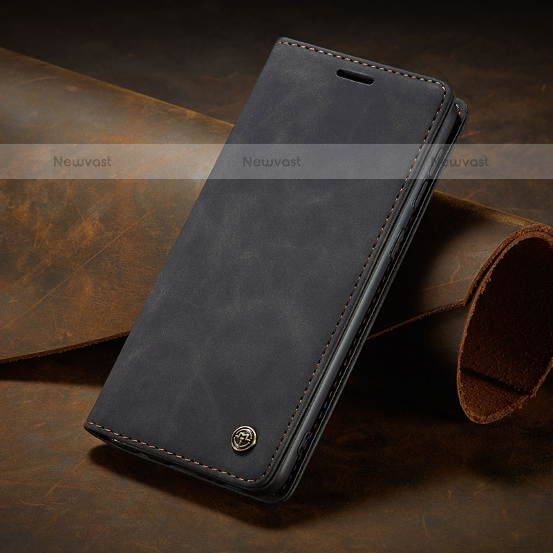 Leather Case Stands Flip Cover Holder C02S for Samsung Galaxy A02s Black