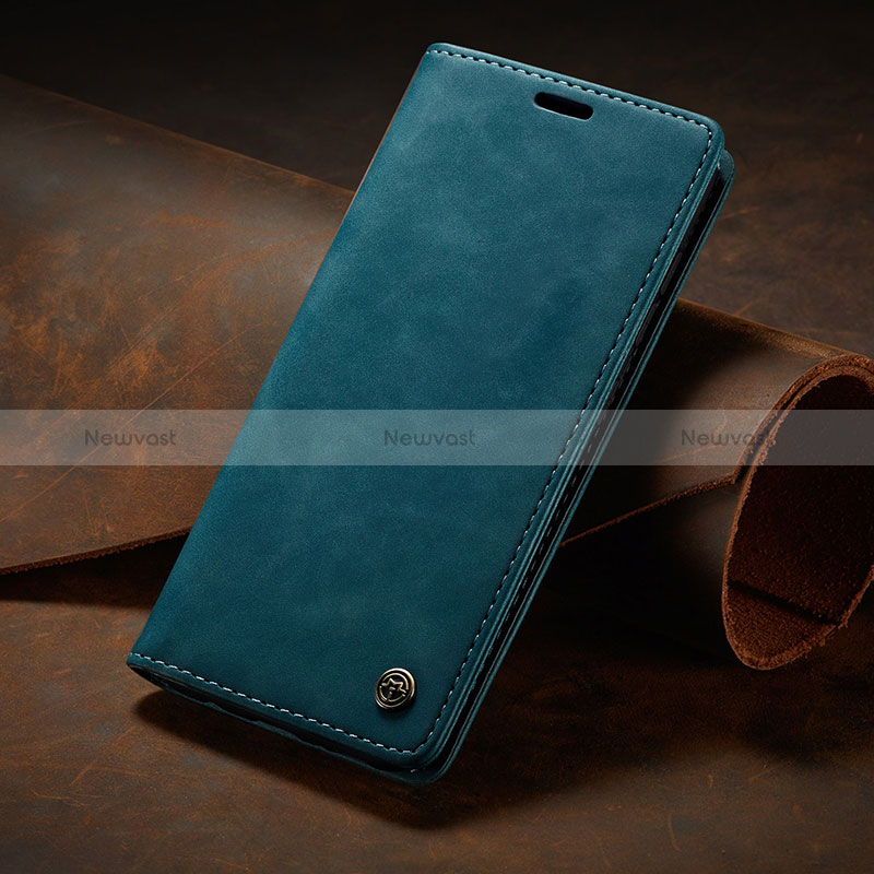 Leather Case Stands Flip Cover Holder C02S for Samsung Galaxy A42 5G Blue