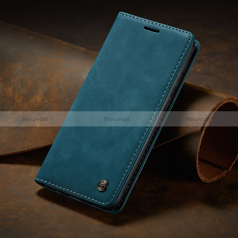 Leather Case Stands Flip Cover Holder C02S for Samsung Galaxy F02S SM-E025F Blue