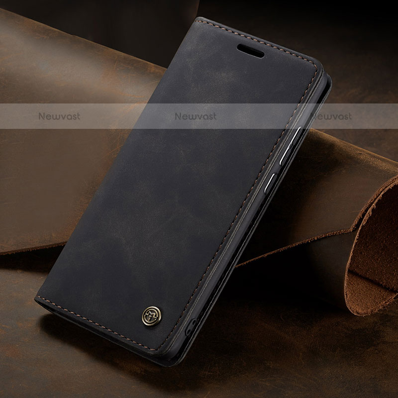 Leather Case Stands Flip Cover Holder C02S for Samsung Galaxy M10 Black