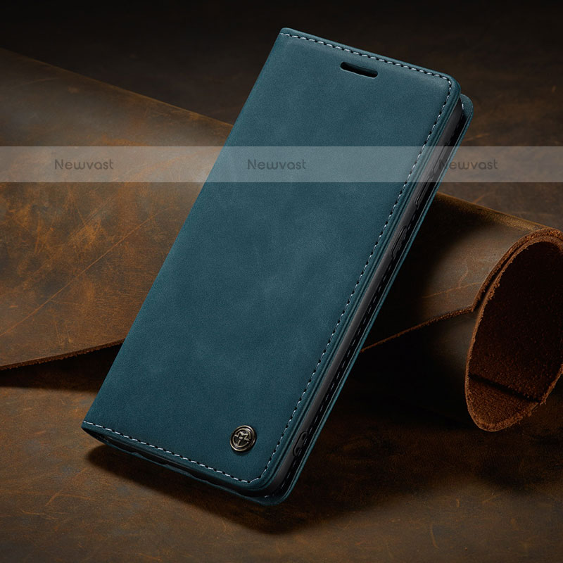 Leather Case Stands Flip Cover Holder C02S for Samsung Galaxy M30s Blue