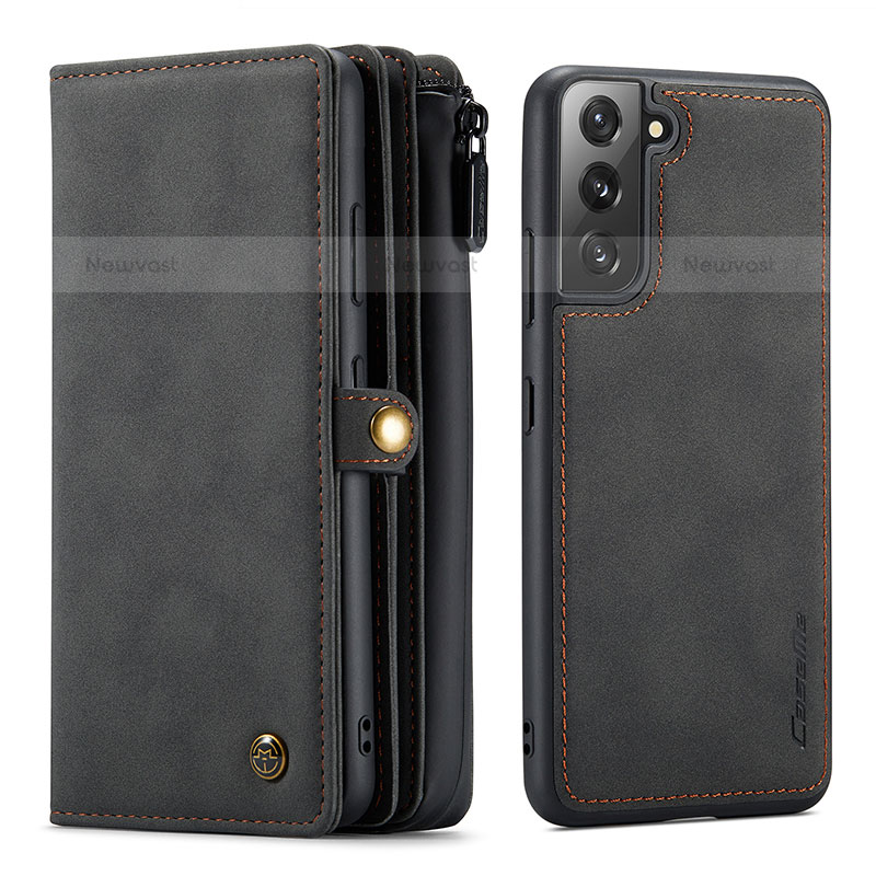 Leather Case Stands Flip Cover Holder C02S for Samsung Galaxy S23 Plus 5G Black