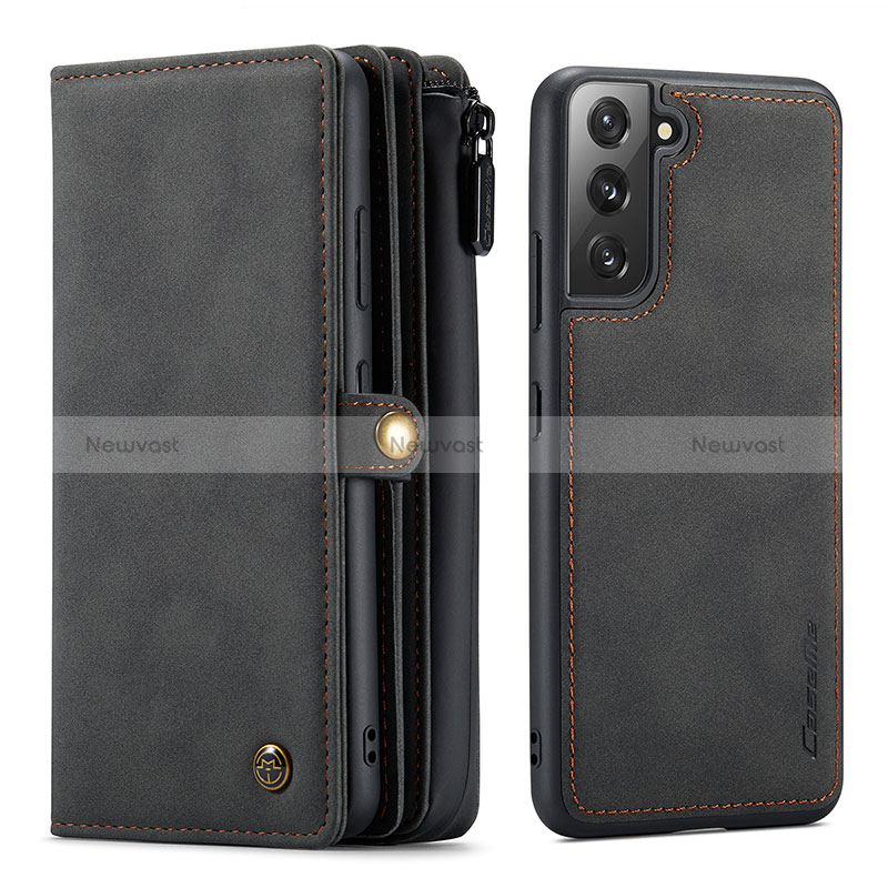 Leather Case Stands Flip Cover Holder C02S for Samsung Galaxy S24 5G Black
