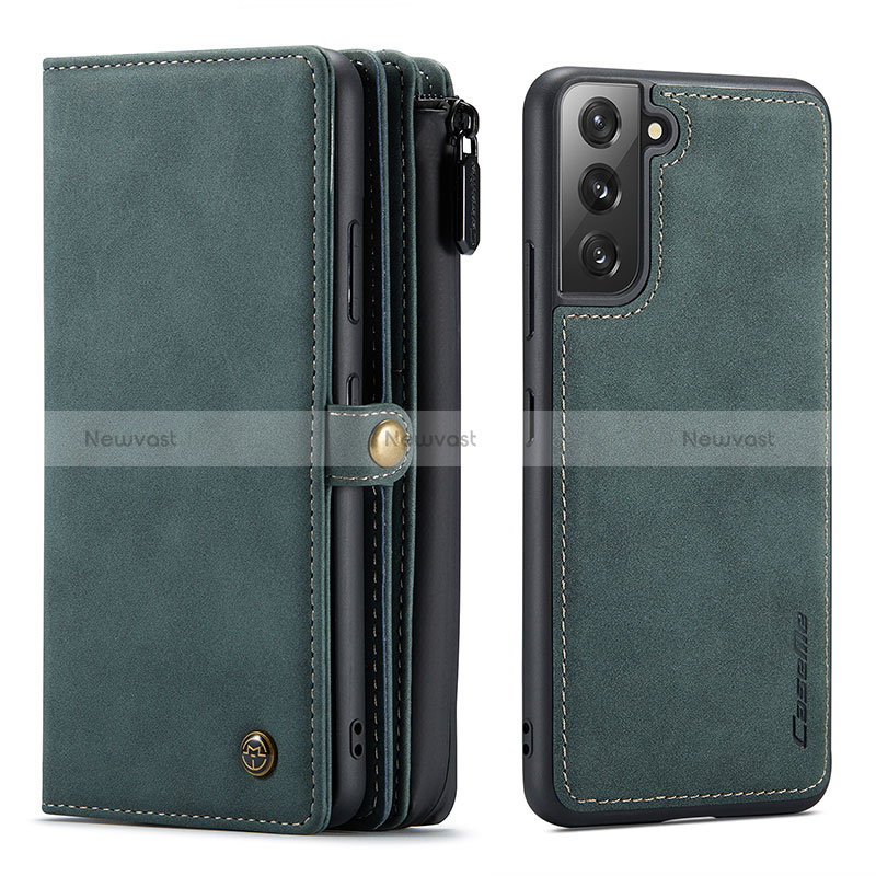 Leather Case Stands Flip Cover Holder C02S for Samsung Galaxy S24 5G Green