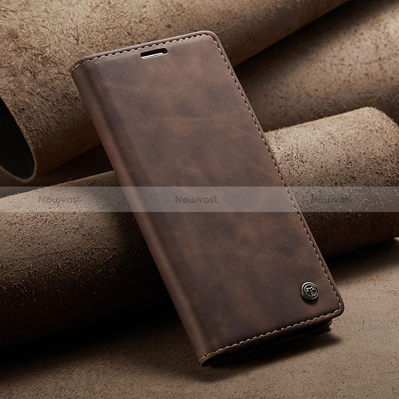 Leather Case Stands Flip Cover Holder C02S for Xiaomi Mi 12T 5G Brown