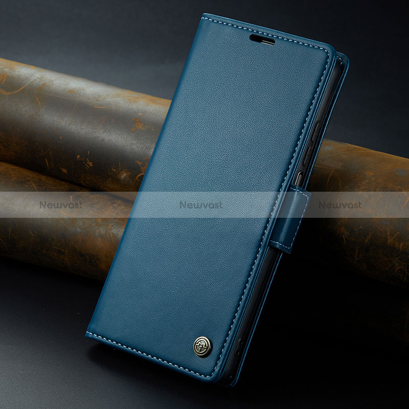 Leather Case Stands Flip Cover Holder C02S for Xiaomi Poco F5 5G Blue