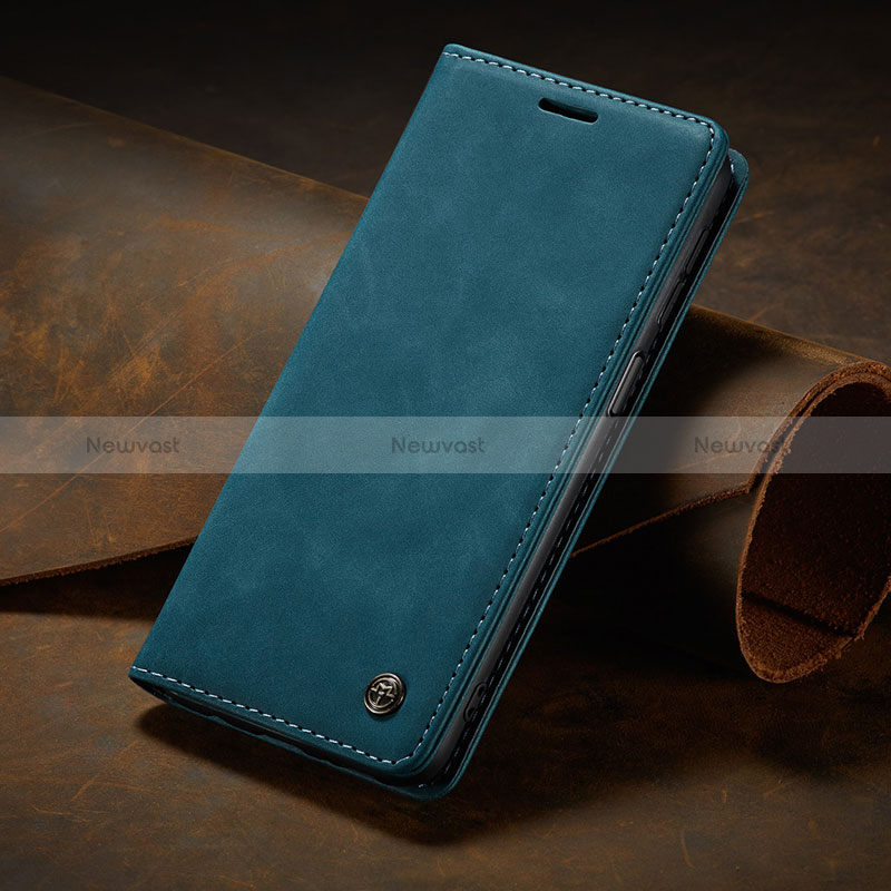 Leather Case Stands Flip Cover Holder C02S for Xiaomi Redmi Note 10 Pro 5G Blue