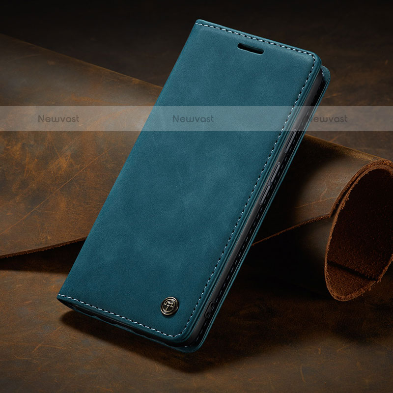 Leather Case Stands Flip Cover Holder C02S for Xiaomi Redmi Note 12R 5G Blue