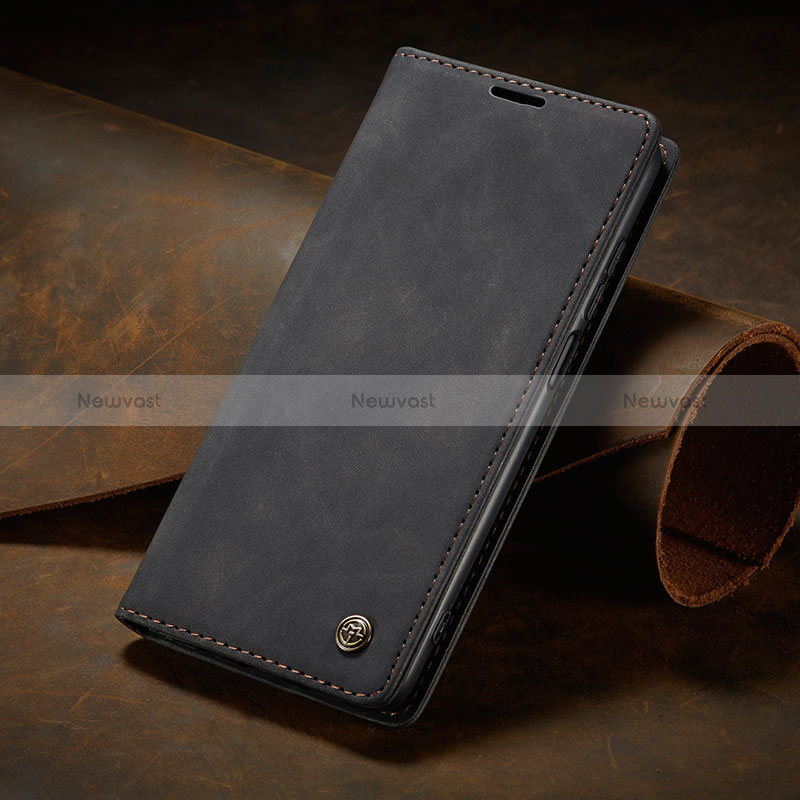 Leather Case Stands Flip Cover Holder C02S for Xiaomi Redmi Note 9S Black