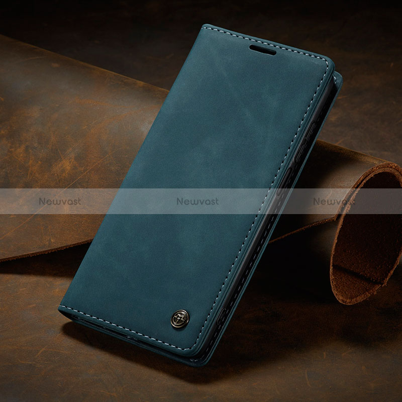 Leather Case Stands Flip Cover Holder C02S for Xiaomi Redmi Note 9S Blue