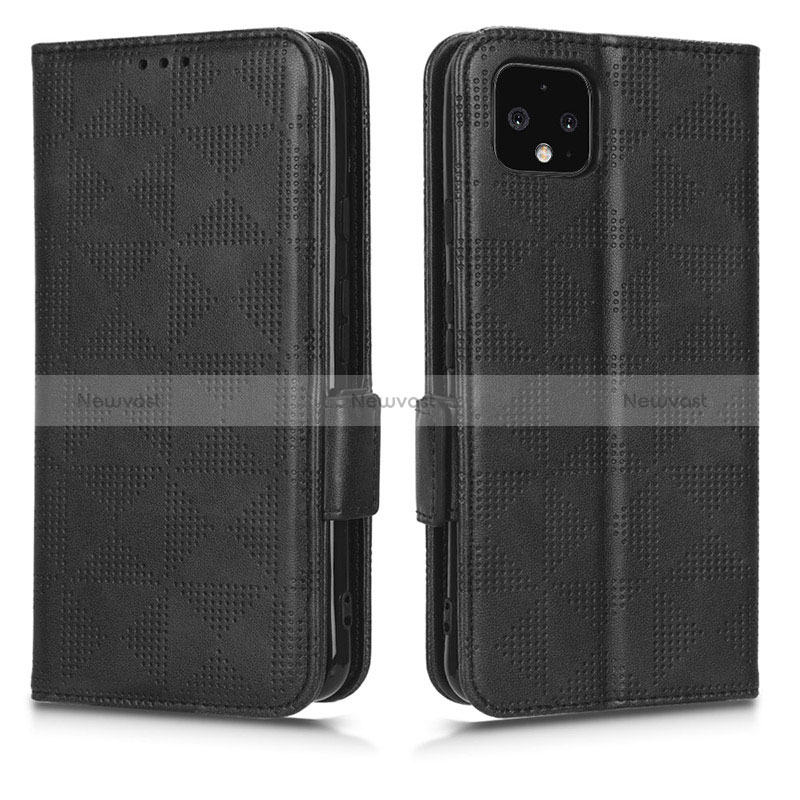 Leather Case Stands Flip Cover Holder C02X for Google Pixel 4 XL Black