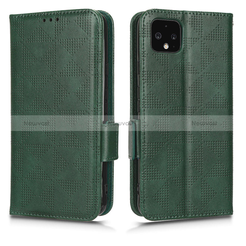 Leather Case Stands Flip Cover Holder C02X for Google Pixel 4 XL Green