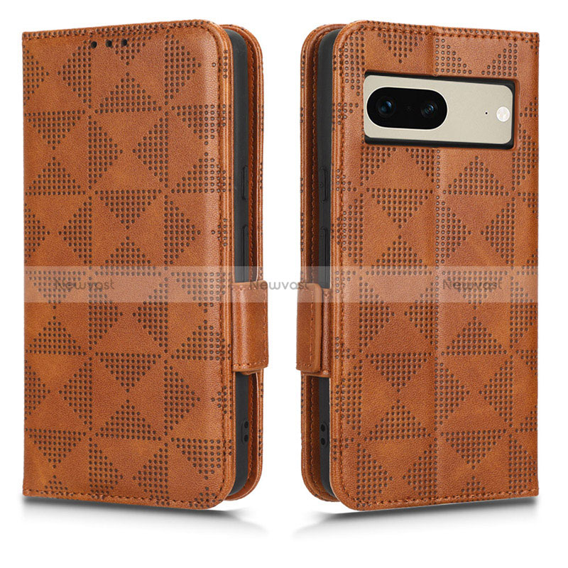 Leather Case Stands Flip Cover Holder C02X for Google Pixel 7 5G Brown