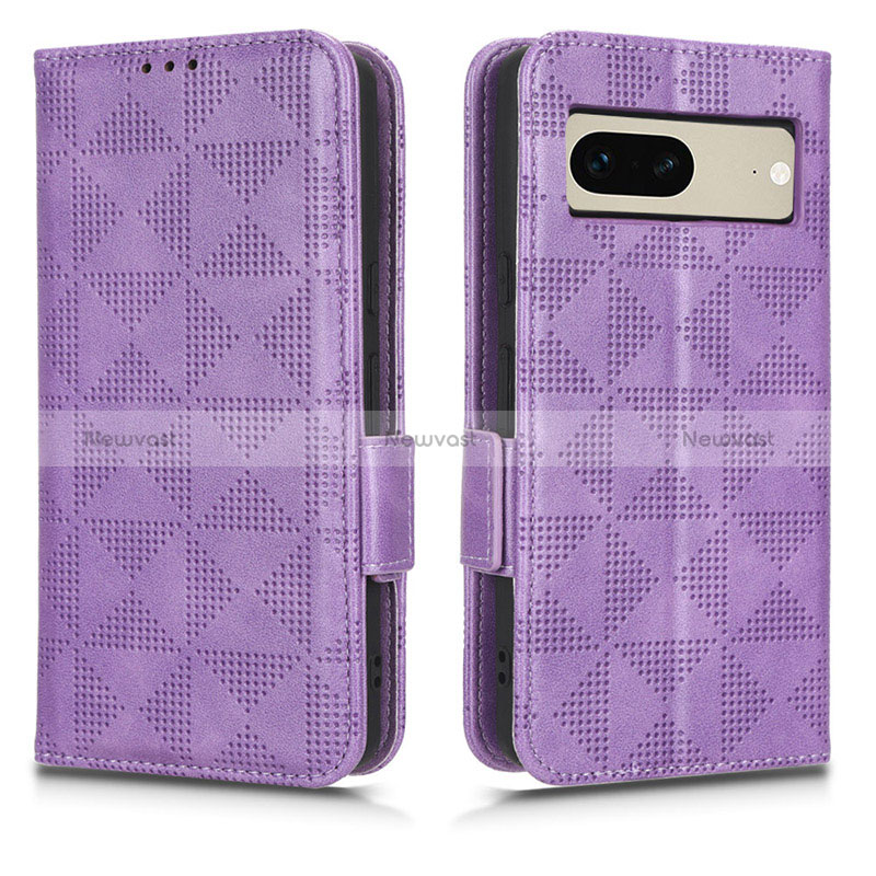 Leather Case Stands Flip Cover Holder C02X for Google Pixel 7 5G Purple