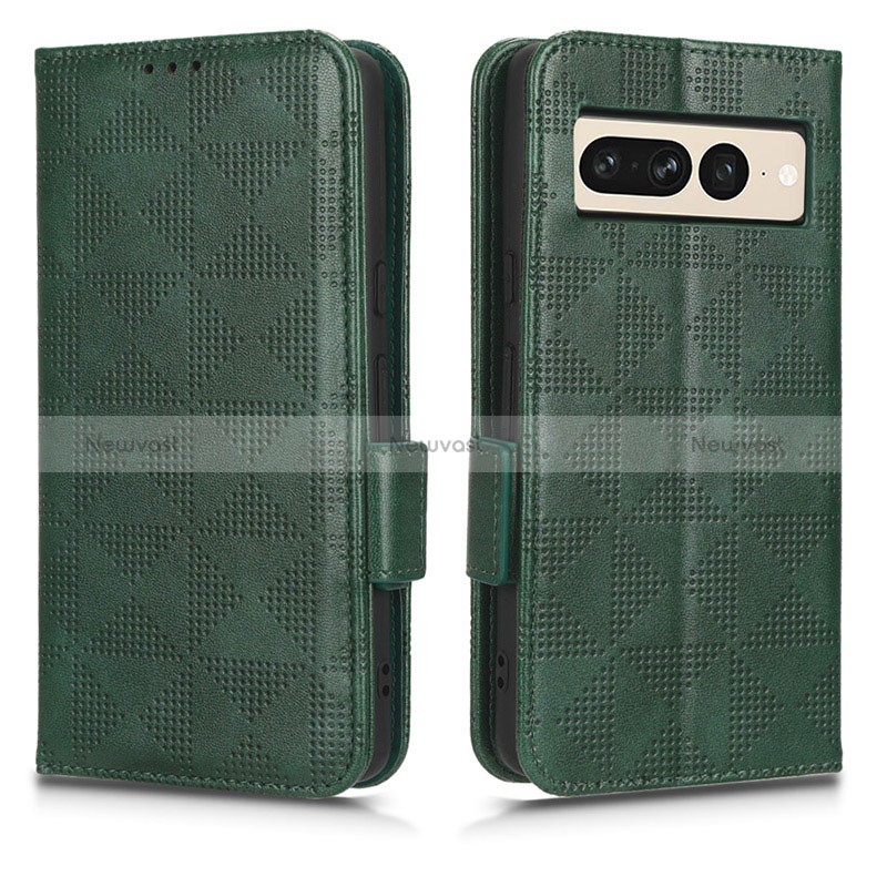 Leather Case Stands Flip Cover Holder C02X for Google Pixel 7 Pro 5G Green