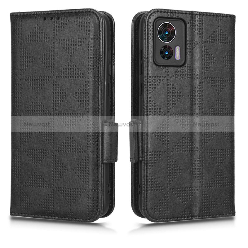 Leather Case Stands Flip Cover Holder C02X for Motorola Moto Edge 30 Lite 5G Black