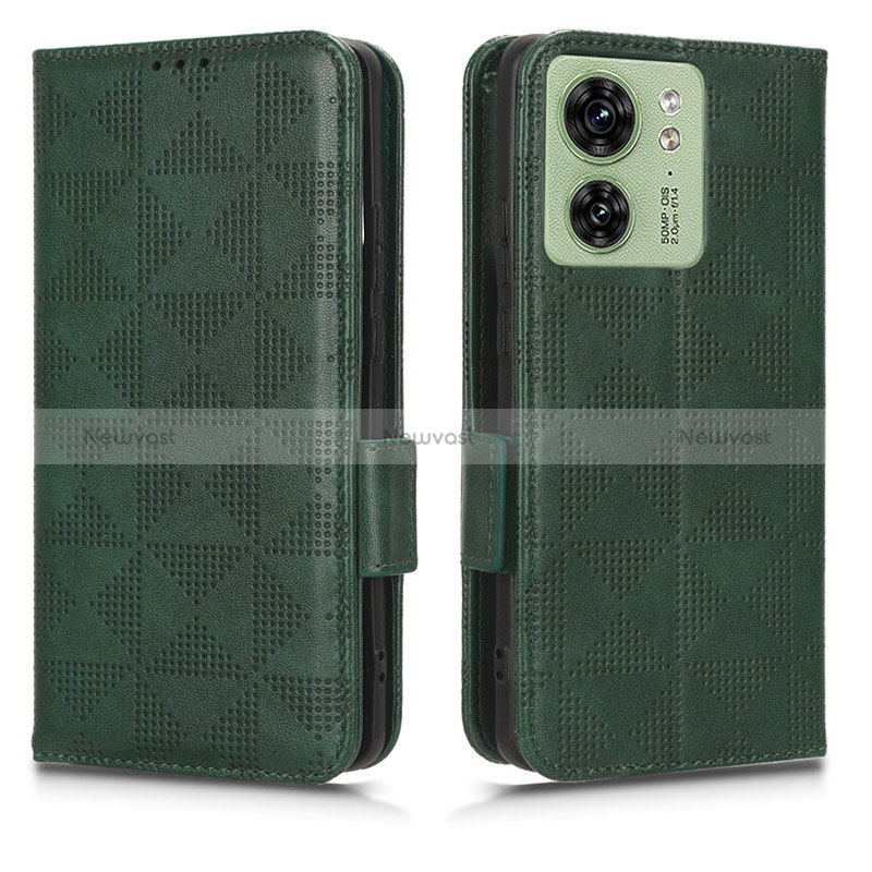 Leather Case Stands Flip Cover Holder C02X for Motorola Moto Edge 40 5G Green