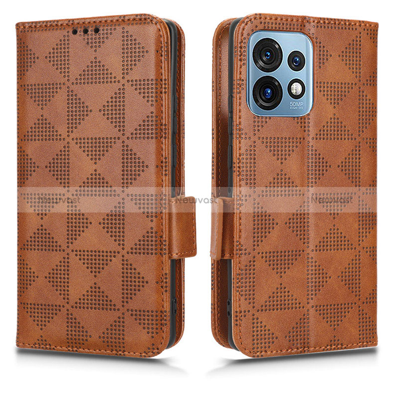 Leather Case Stands Flip Cover Holder C02X for Motorola Moto Edge 40 Pro 5G Brown