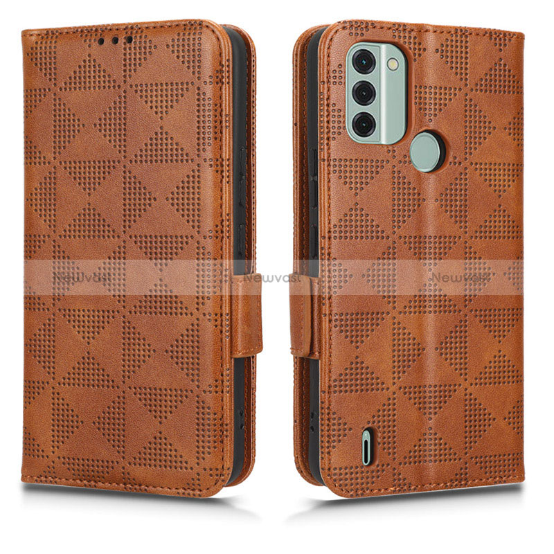 Leather Case Stands Flip Cover Holder C02X for Nokia C31 Brown