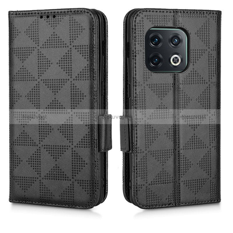 Leather Case Stands Flip Cover Holder C02X for OnePlus 10 Pro 5G Black