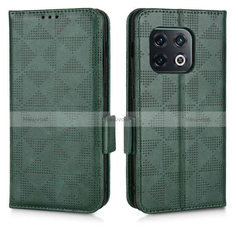 Leather Case Stands Flip Cover Holder C02X for OnePlus 10 Pro 5G Green