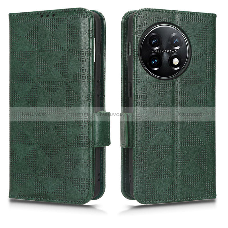 Leather Case Stands Flip Cover Holder C02X for OnePlus 11 5G Green