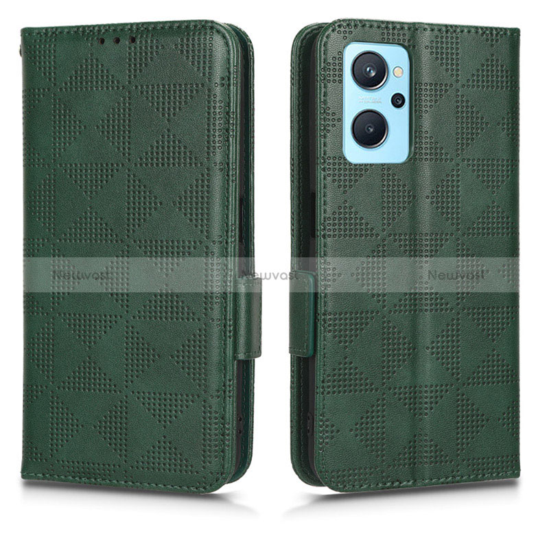 Leather Case Stands Flip Cover Holder C02X for Oppo A96 4G Green