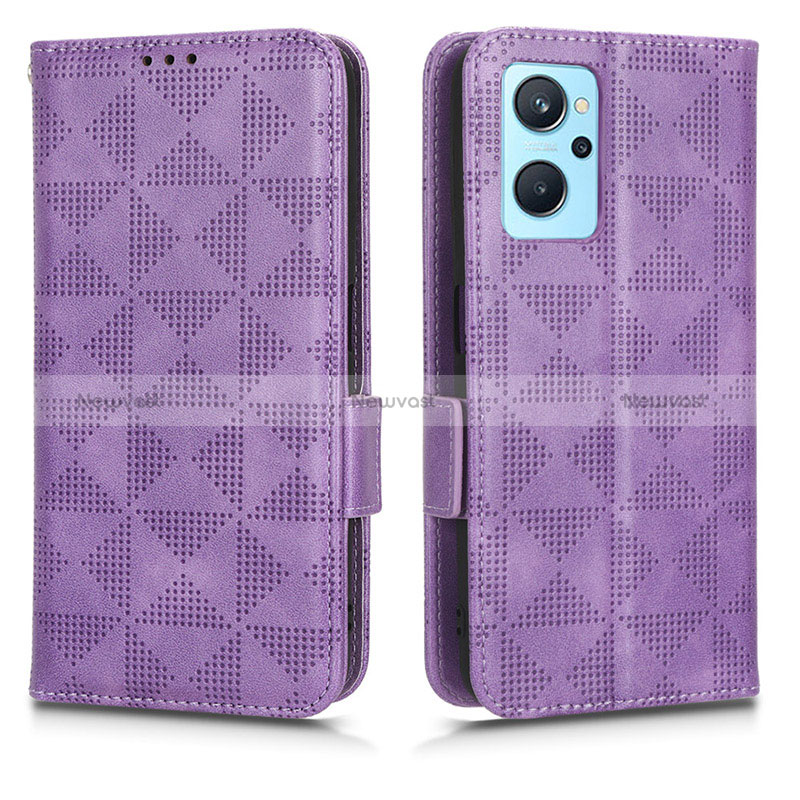 Leather Case Stands Flip Cover Holder C02X for Oppo A96 4G Purple