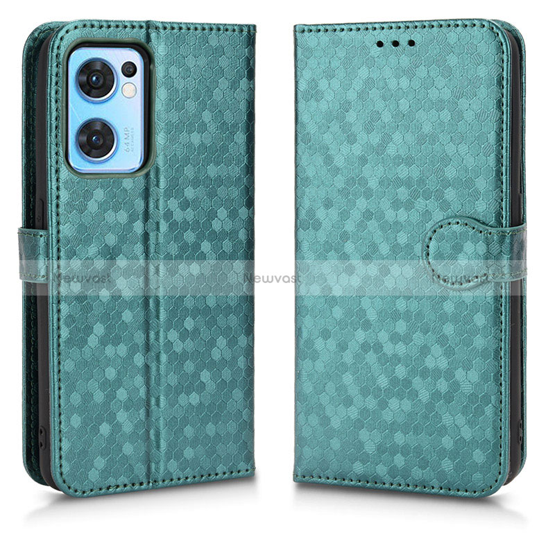 Leather Case Stands Flip Cover Holder C02X for Oppo Find X5 Lite 5G Green