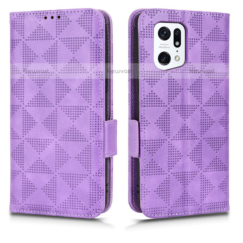 Leather Case Stands Flip Cover Holder C02X for Oppo Find X5 Pro 5G