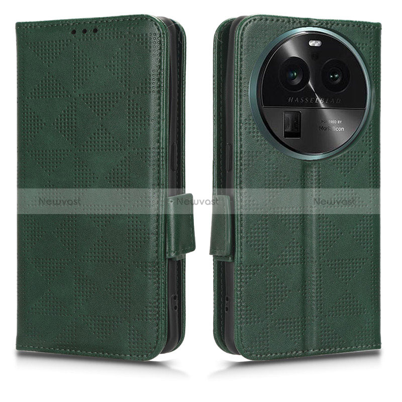 Leather Case Stands Flip Cover Holder C02X for Oppo Find X6 5G Green