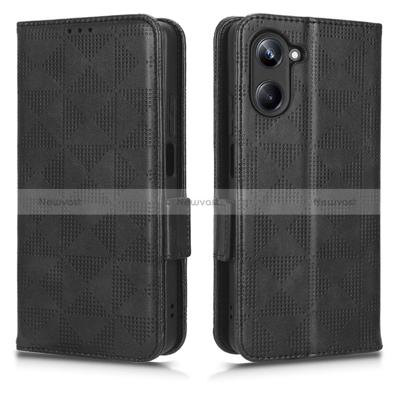 Leather Case Stands Flip Cover Holder C02X for Realme 10 4G Black