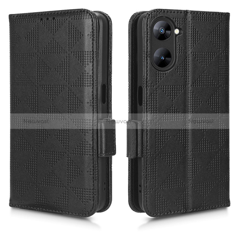 Leather Case Stands Flip Cover Holder C02X for Realme 10S 5G Black