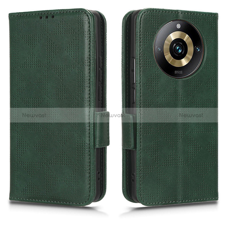 Leather Case Stands Flip Cover Holder C02X for Realme 11 Pro 5G Green