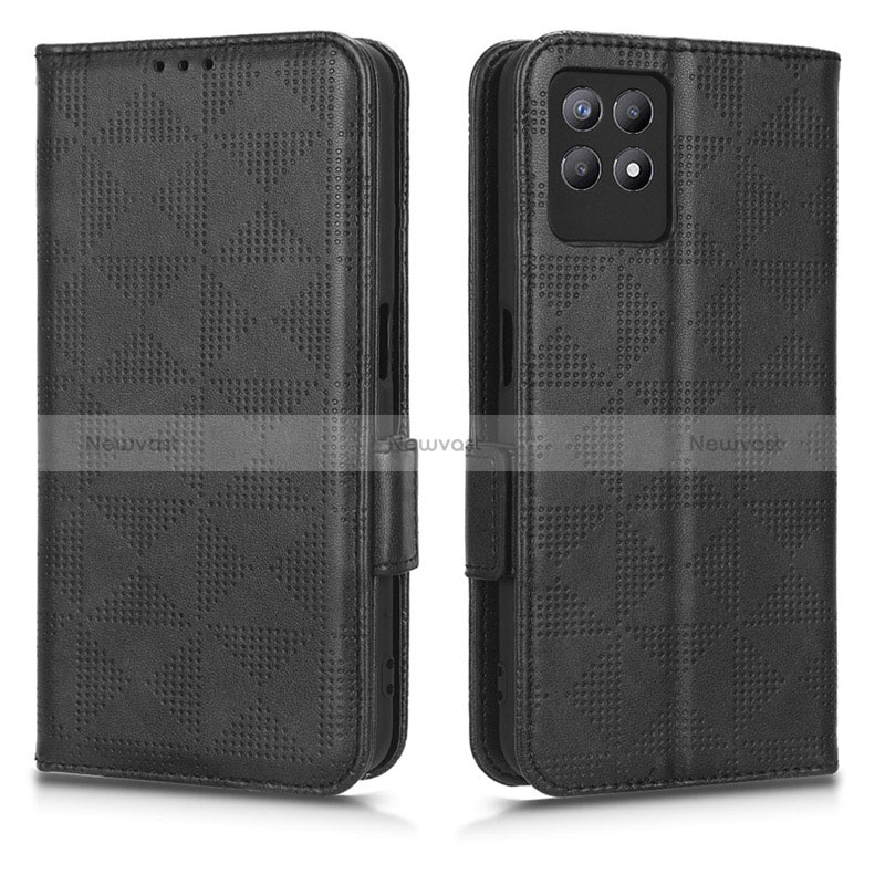 Leather Case Stands Flip Cover Holder C02X for Realme 8i Black