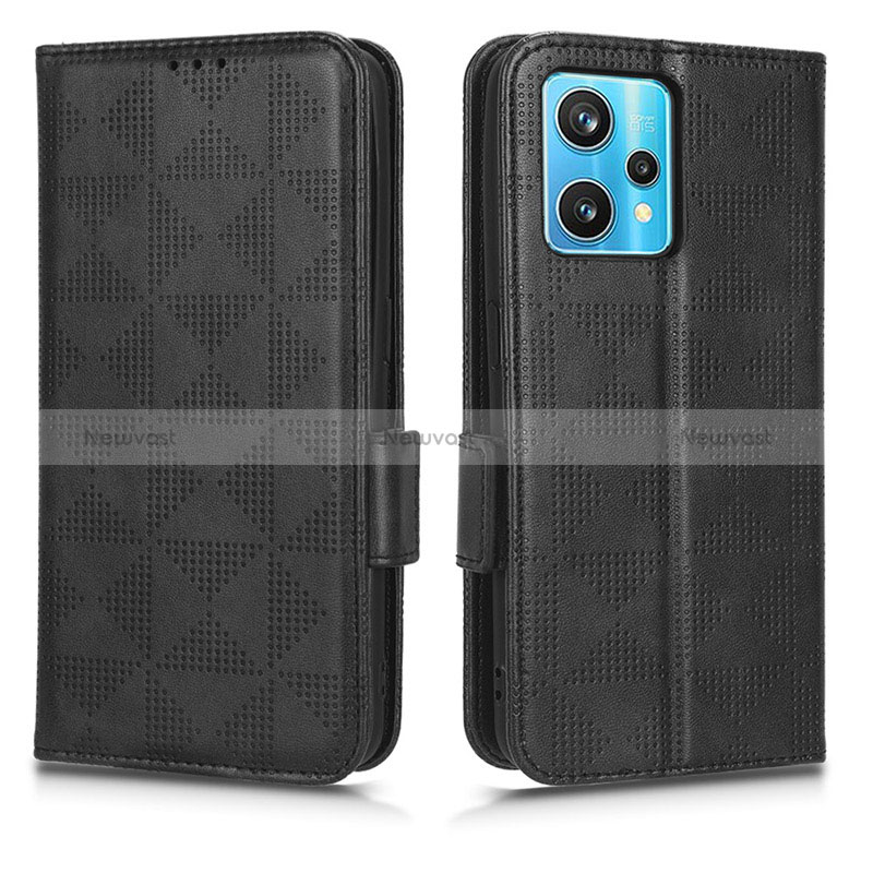 Leather Case Stands Flip Cover Holder C02X for Realme 9 4G Black