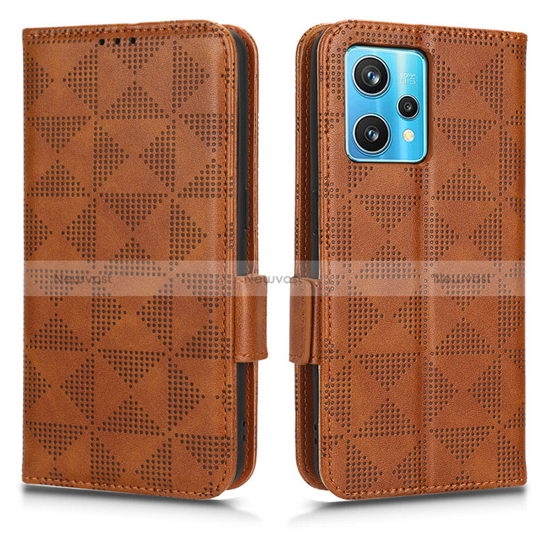 Leather Case Stands Flip Cover Holder C02X for Realme 9 4G Brown