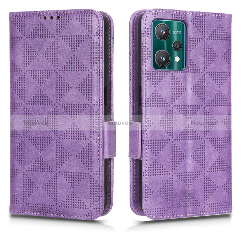 Leather Case Stands Flip Cover Holder C02X for Realme 9 Pro 5G Purple