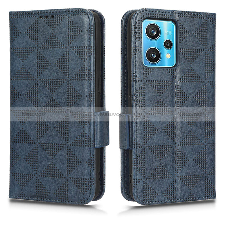 Leather Case Stands Flip Cover Holder C02X for Realme 9 Pro+ Plus 5G Blue