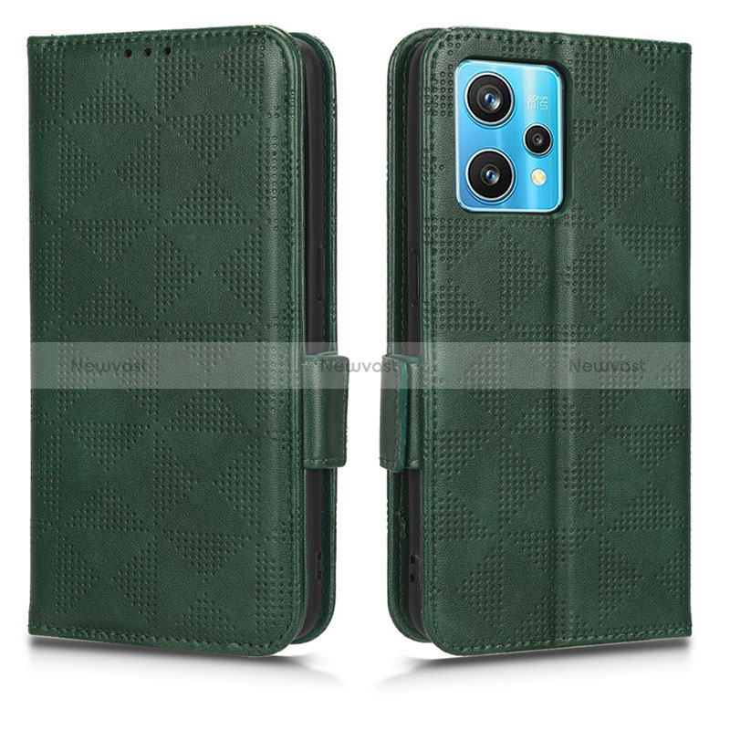 Leather Case Stands Flip Cover Holder C02X for Realme 9 Pro+ Plus 5G Green