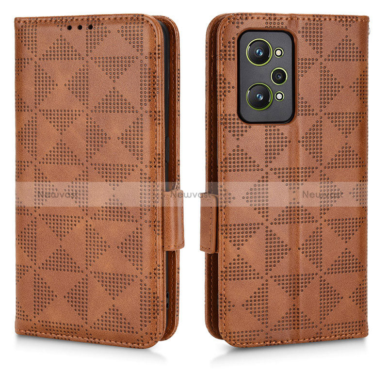 Leather Case Stands Flip Cover Holder C02X for Realme GT Neo2 5G Brown