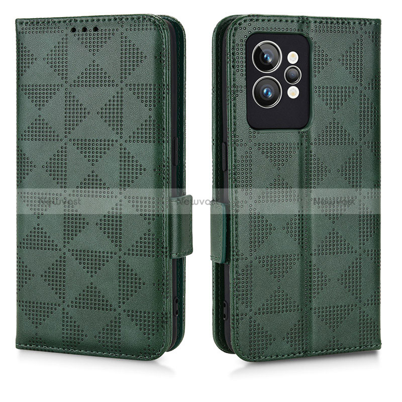 Leather Case Stands Flip Cover Holder C02X for Realme GT2 Pro 5G Green