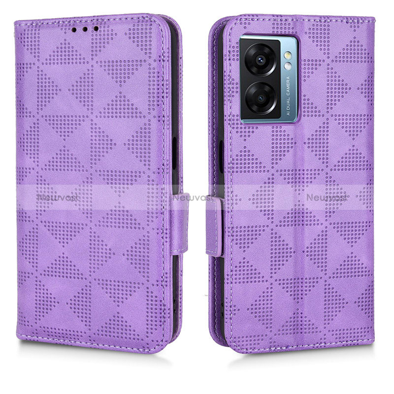 Leather Case Stands Flip Cover Holder C02X for Realme Narzo 50 5G Purple