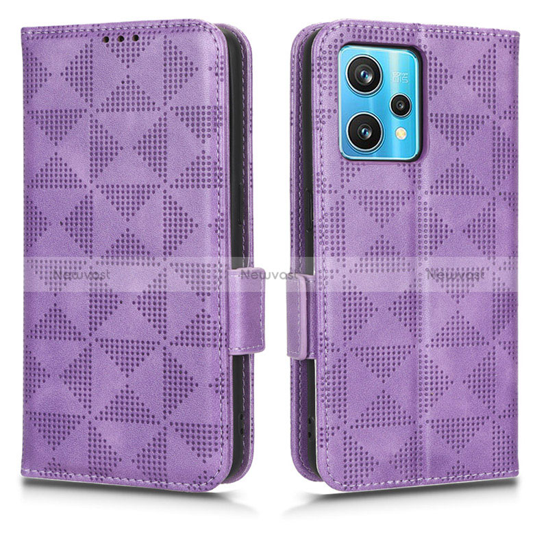 Leather Case Stands Flip Cover Holder C02X for Realme Narzo 50 Pro 5G Purple