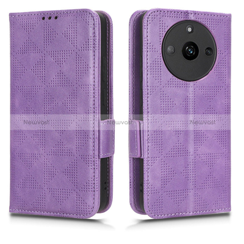 Leather Case Stands Flip Cover Holder C02X for Realme Narzo 60 5G Purple